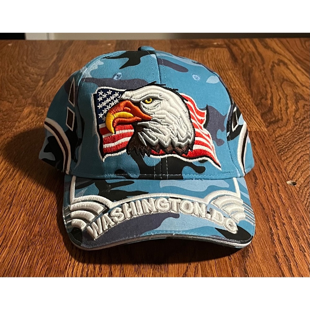 Triple Timber Washington DC Eagle American Flag Blue Camo Baseball Hat Cap